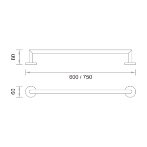 POLO | 175.0860 BP Bath towel holder, 600mm