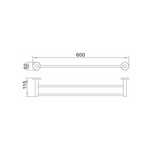 INFINITY | 136.0960 BP Double bath towel holder, 600mm