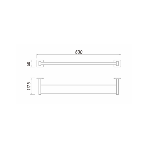 CLARITY | 206.0960 BP Double bath towel holder, 600mm